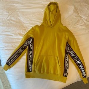 Supreme Text Rib Hooded Sweatshirt in mustard